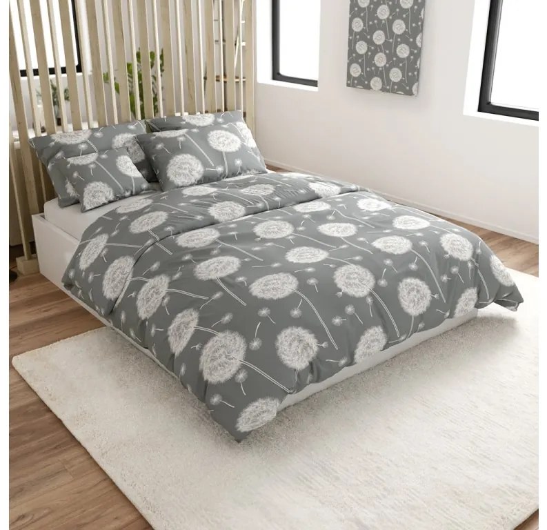 PrzytulneMieszkanie.pl PrzytulneMieszkanie.pl Krepa pościel DANDELION BLEND szara Rozmiar pościeli: 70 x 90 cm | 140 x 200 cm