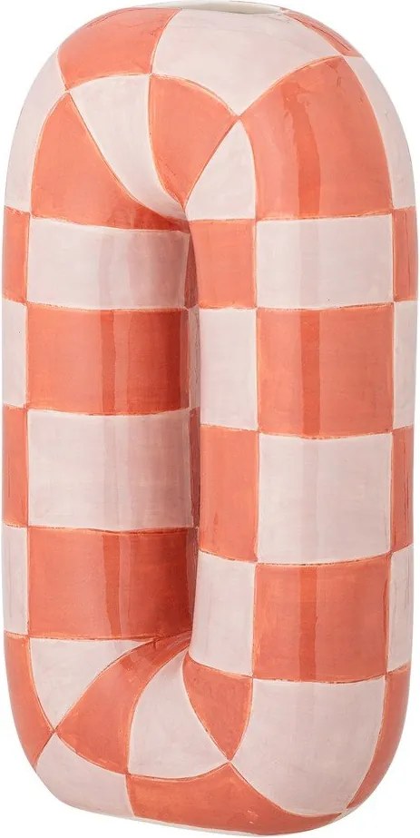 Łososiowy/kremowy ceramiczny ręcznie malowany wazon (wysokość 32 cm) Mae – Bloomingville