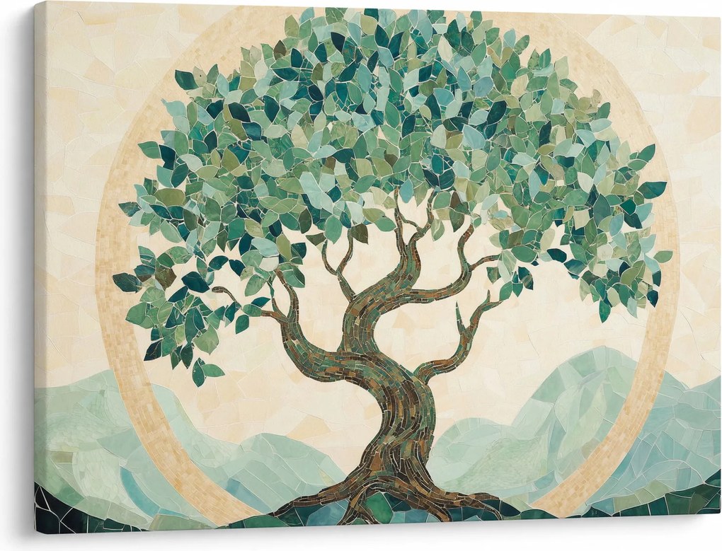 Obraz – Elegancka mozaika z drzewem (70x50 cm)