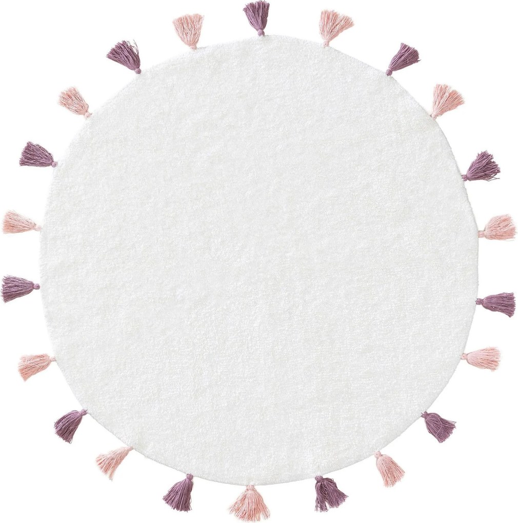 Okrągły dywan dziecięcy z różowymi frędzlami Malu