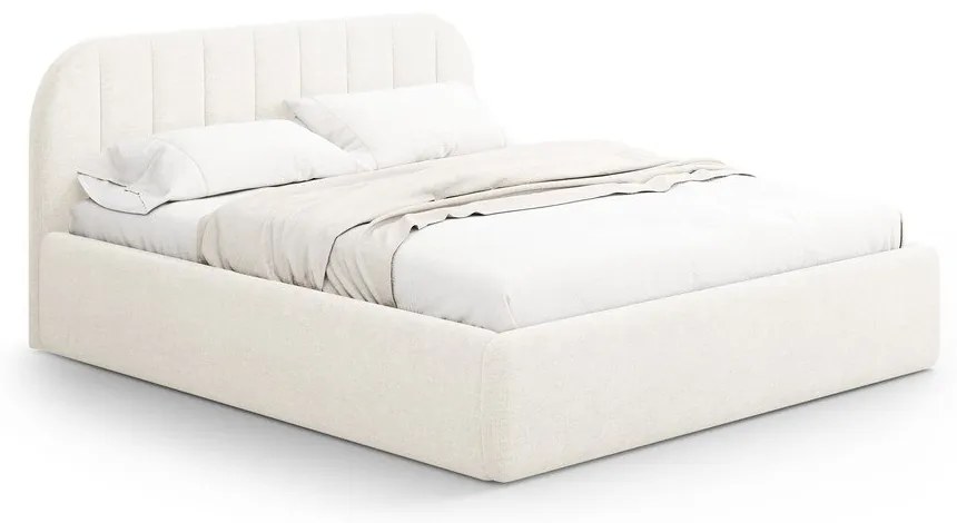 Tapicerowane łóżko dwuosobowe ze schowkiem ze stelażem 140x200 cm w kolorze kości słoniowej Juno – Windsor &amp; Co Sofas