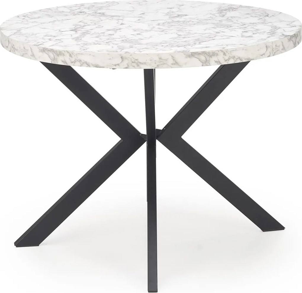 Okrągły rozkładany stół do jadalni Peroni biały marmur / czarny