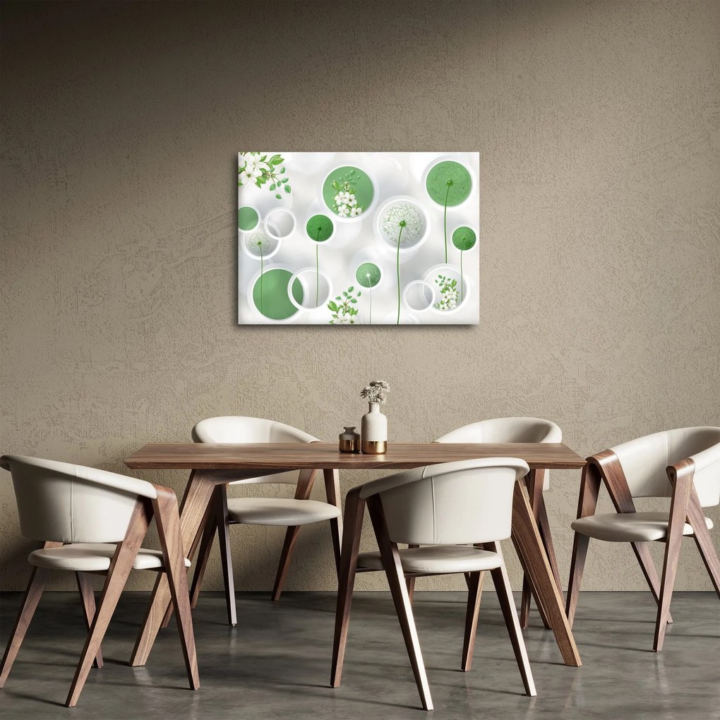 Obraz - Kwiaty w kółkach (70x50 cm)
