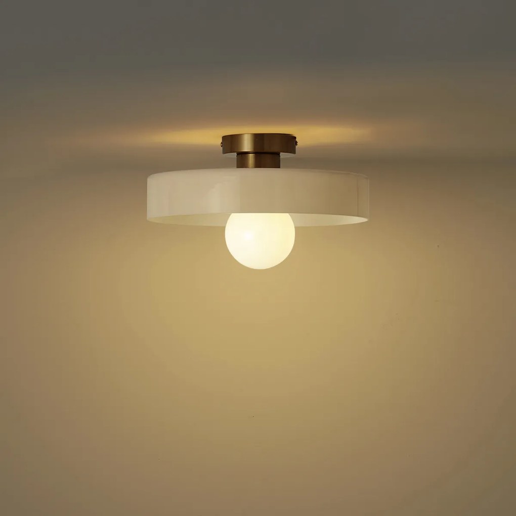 Lampa sufitowa w stylu retro brązowa z beżowym szkłem - Jina