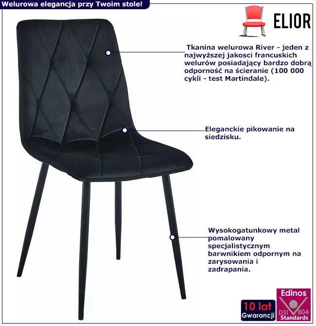 Czarne tapicerowane krzesło welurowe H7-D48
