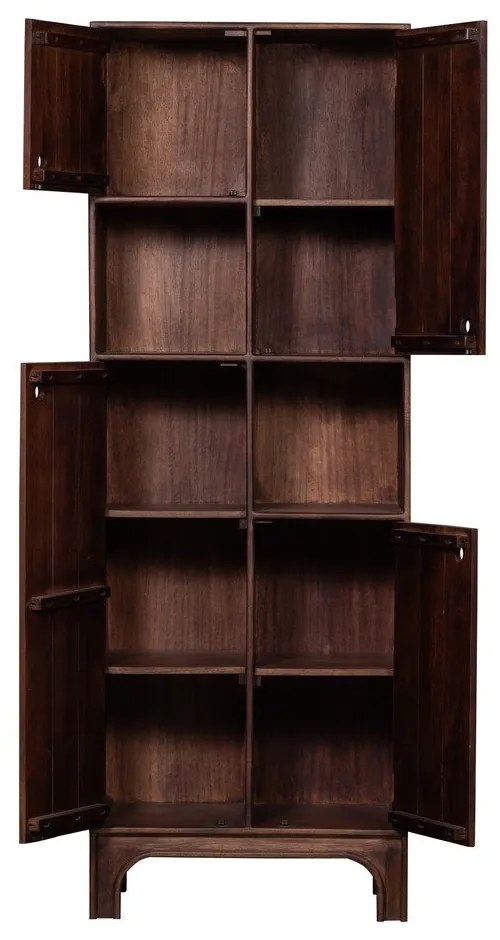 Ciemnobrązowa szafka z litego drewna mango 75x210x45 cm Staes – WOOOD