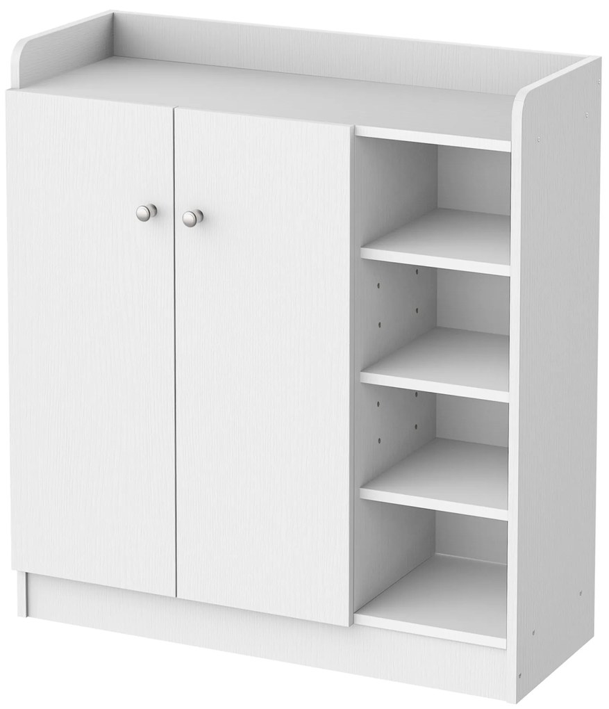 HOMCOM Szafka na buty, Komoda na buty, Półka na buty, 4 Półki. 1 Szafa, 83 cm x 30 cm x 90 cm, Biały