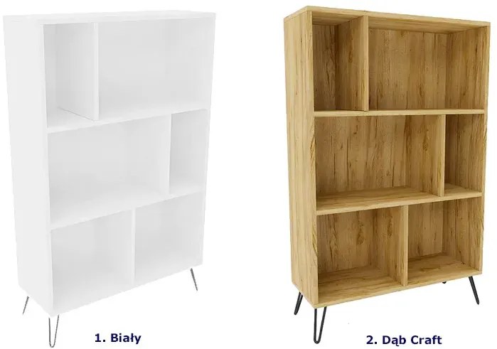 Biały regał na nóżkach w stylu loft - Zorina 12X
