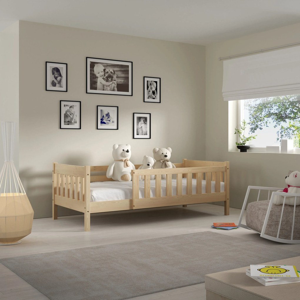 Drewniane łóżko dziecięce ELSA 80x190 cm Solidne i Bezpieczne Łóżko dla dzieci Sosna