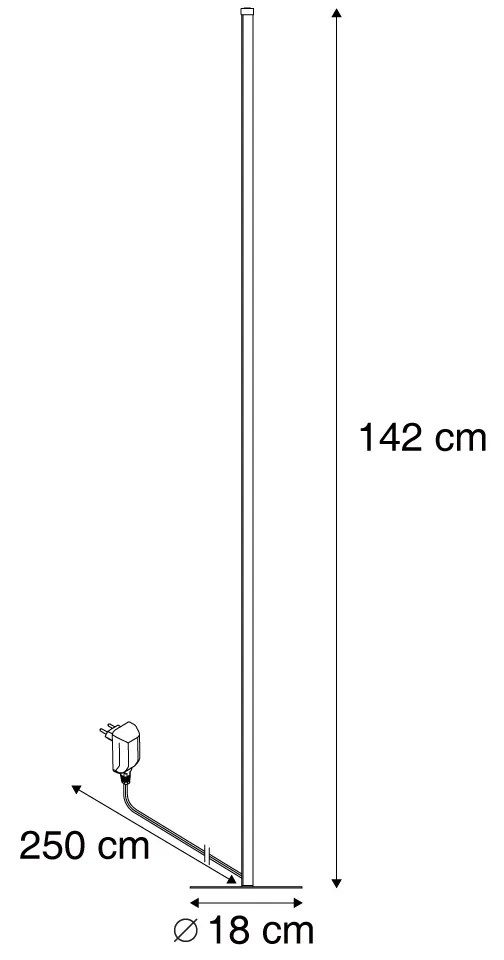 Designerska lampa podłogowa czarna z diodą LED i ściemniaczem dotykowym - ClutchDesignerski Oswietlenie wewnetrzne