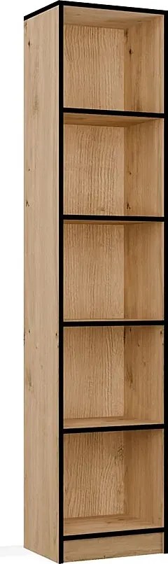 Otwarty regał z półkami dąb artisan + czarny W6-A74