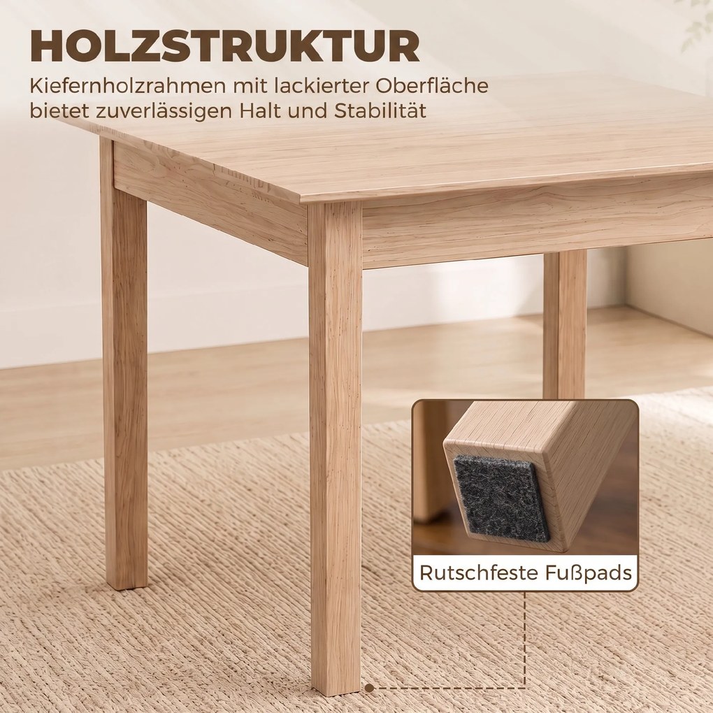 HOMCOM Stół kuchenny Stół jadalny Kwadratowy stół, nowoczesny design, 75 cm x 75 cm x 76 cm, Drewno naturalne | Aosom PL