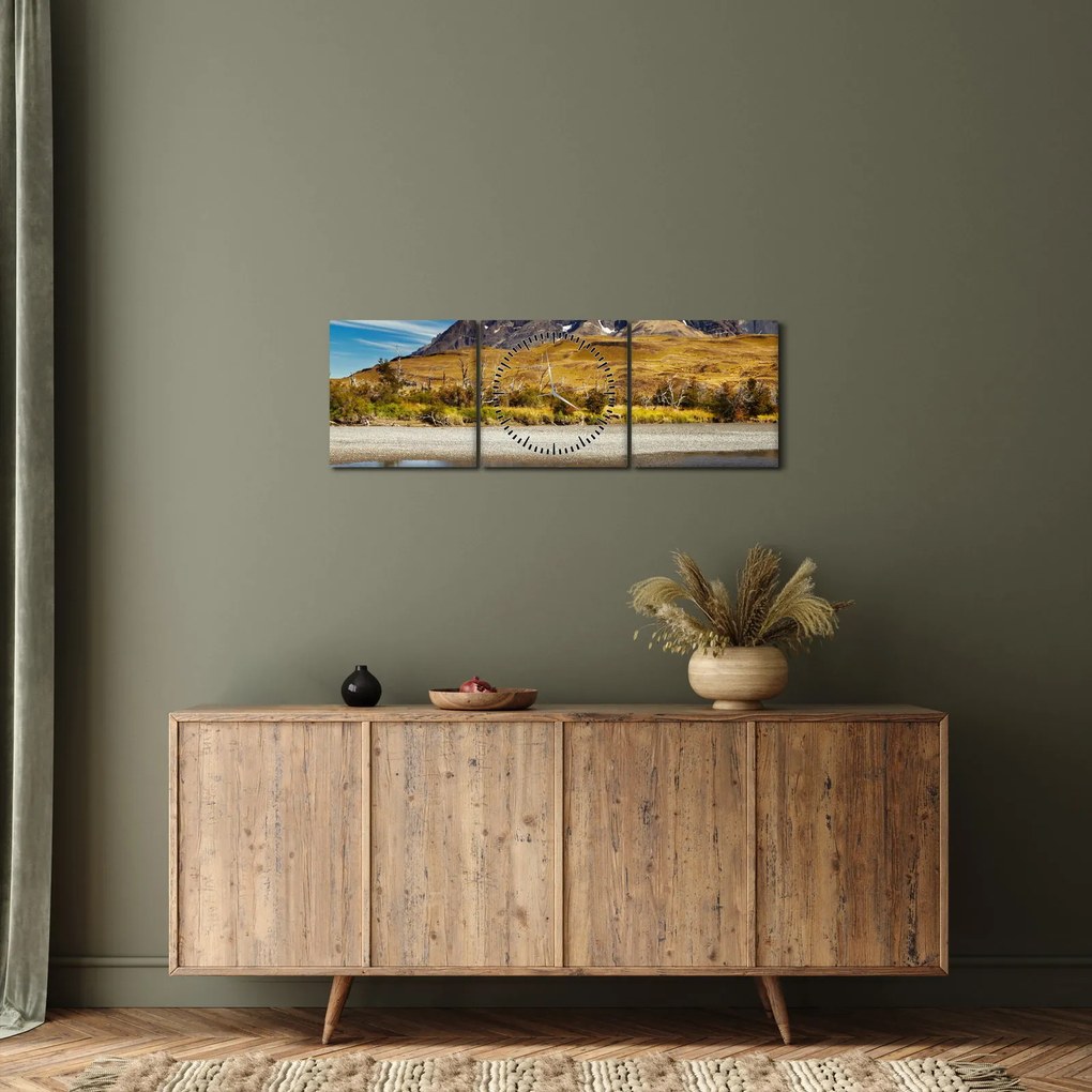 Obraz - Park Narodowy Torres del Paine (z zegarem) (90x30 cm)