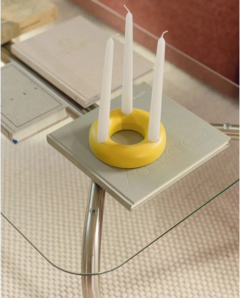 Stolik ze szklanym blatem w kolorze srebra 60x110 cm Uku – noo.ma