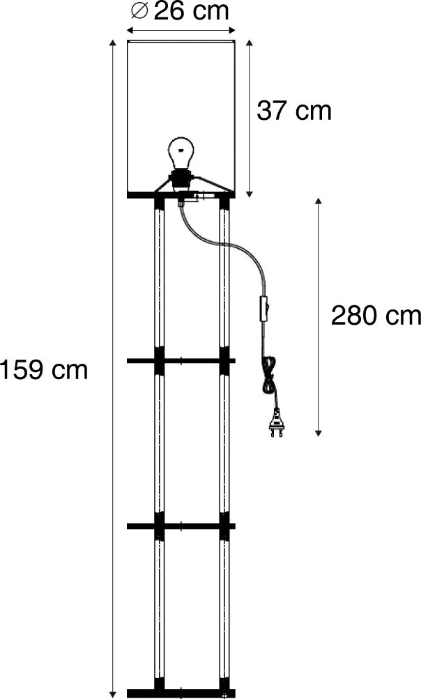 Smart vloerlamp hout met beige kap incl. Wifi A60 - Stojon