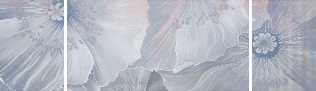 Obraz - Niebieskie kwiaty na ścianie (170x50 cm)