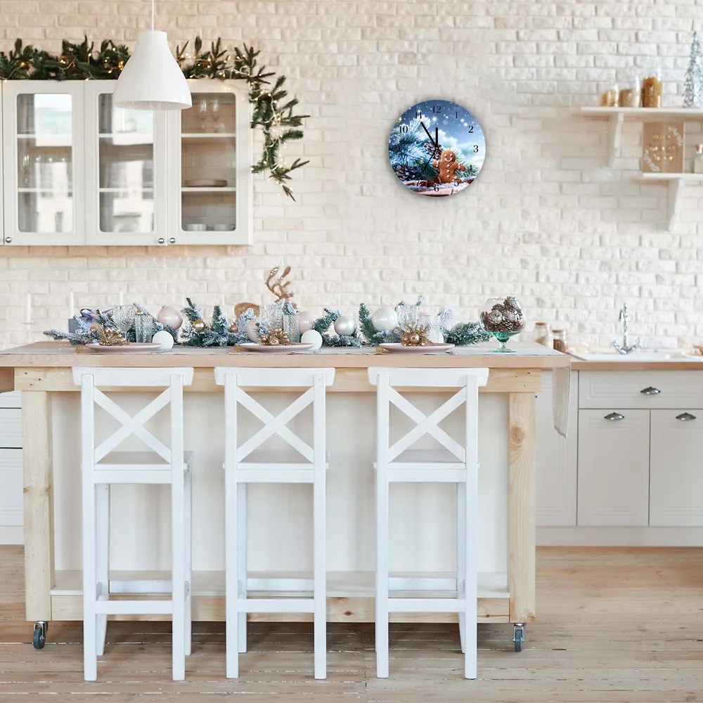 Zegar ścienny Święta Piernik Śnieg Choinka