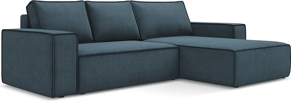 Narożnik prawostronny z funkcją spania - z tkaniny strukturalnej - jeans - KIMO