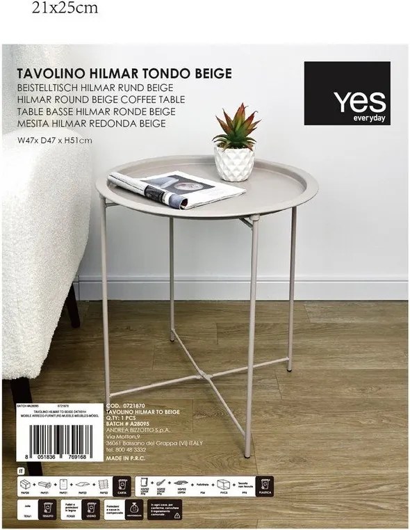 Metalowy okrągły stolik ø 47 cm Hilmar – Yes Everyday