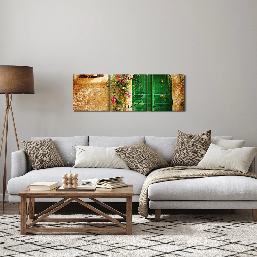 Obraz starych drzwi (z zegarem) (90x30 cm)