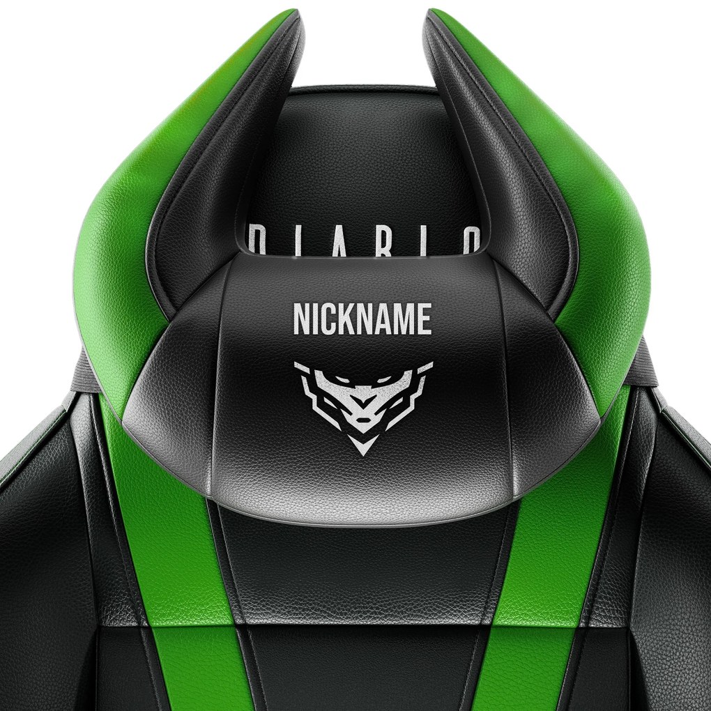 Poduszka zagłówek Diablo X-Horn ze spersonalizowanym haftem, czarno-zielona