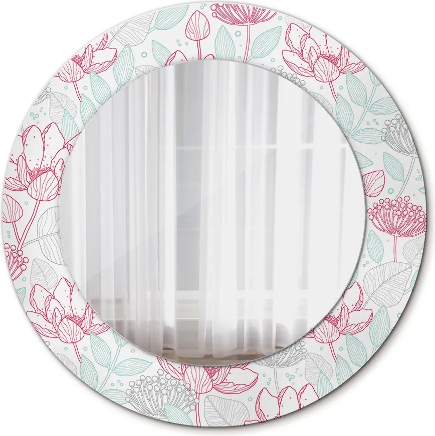 Lustro z nadrukiem dekoracyjne okrągłe Kwiaty