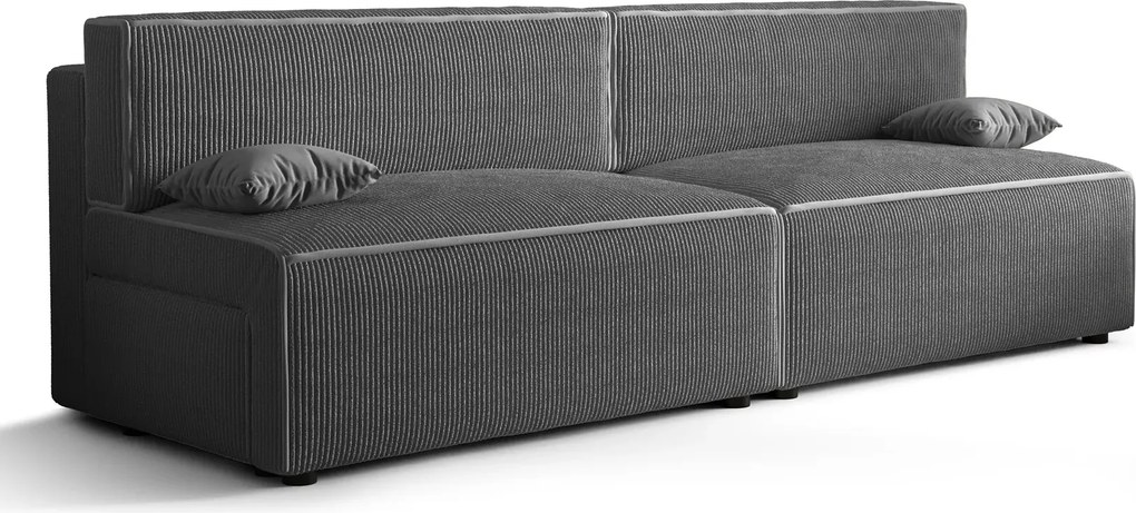 Szara rozkładana sztruksowa sofa P6-S50
