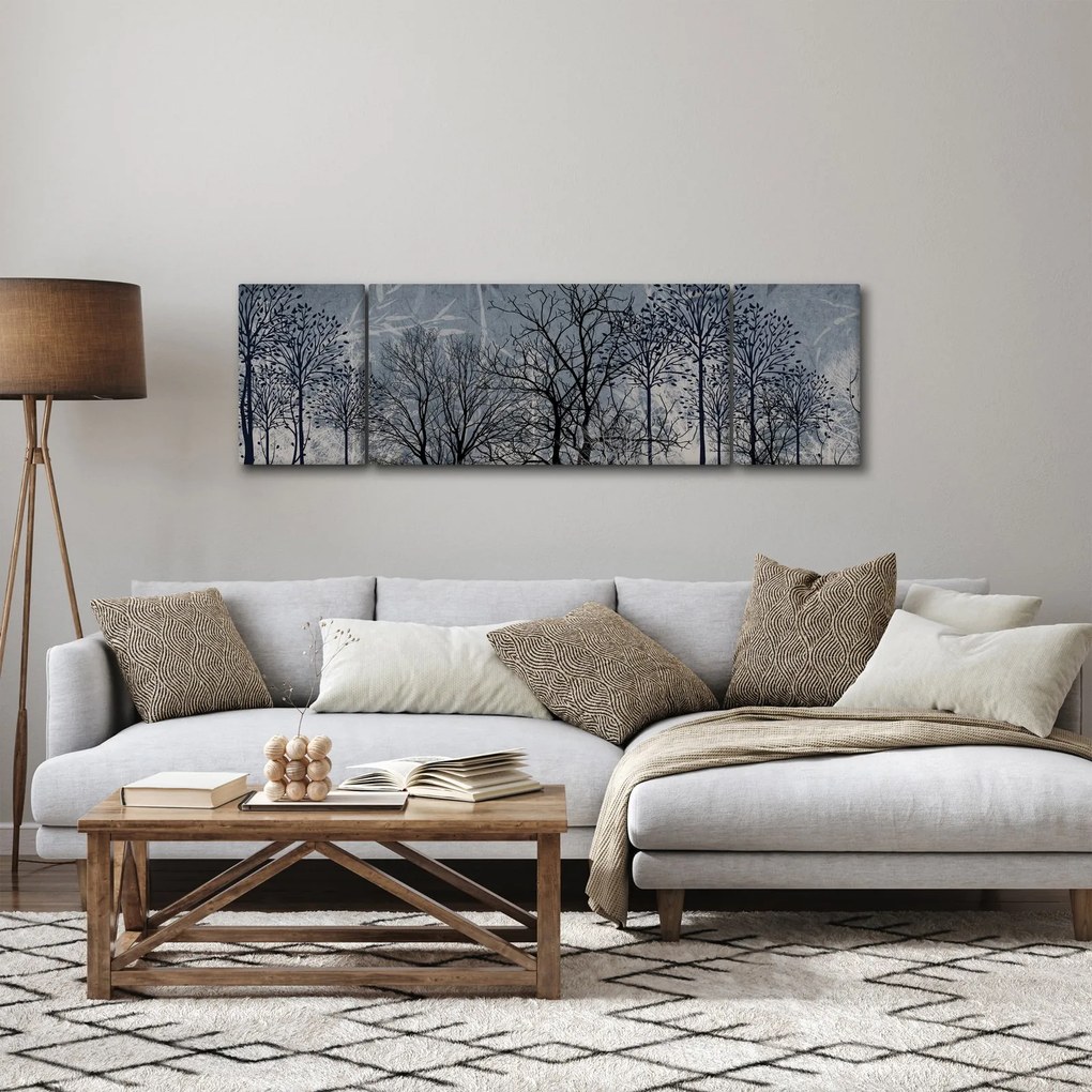 Obraz - Sylwetki drzew z liśćmi (170x50 cm)
