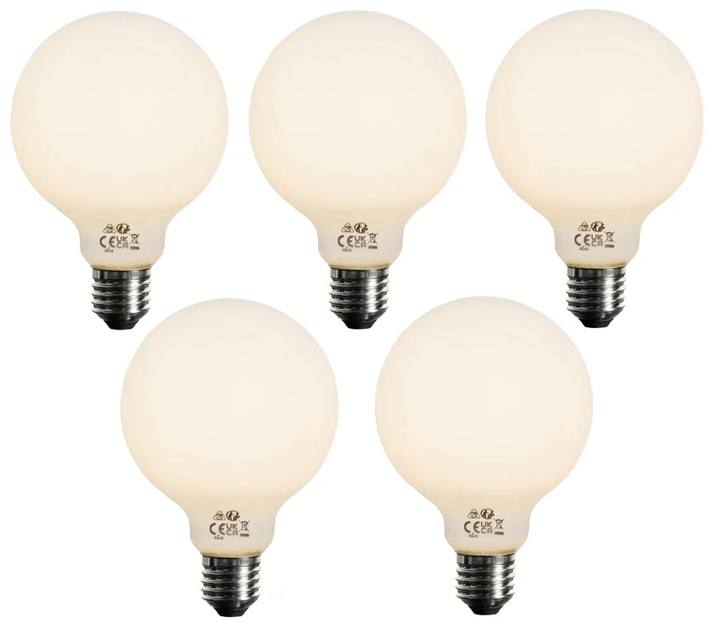 Zestaw 5 ściemnialnych żarówek LED E27 opalowych G95 5W 450LM 2700K