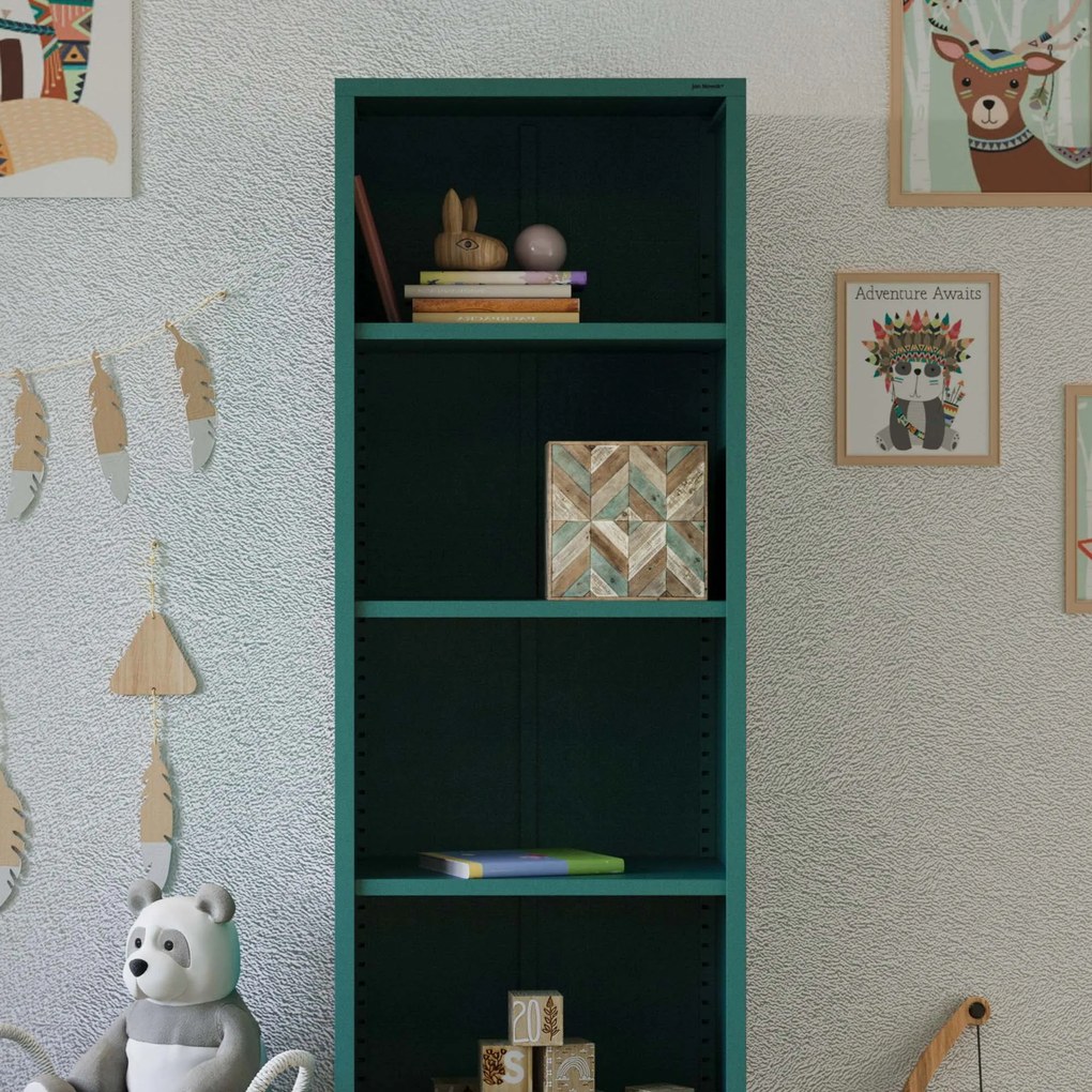 Regał płytki otwarty na książki na nóżkach morski, 500x1800x350 mm: MARIO Modern