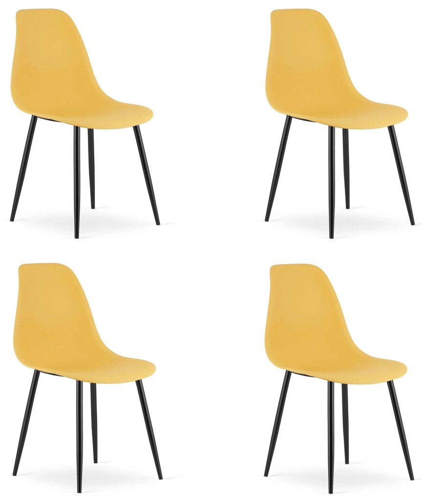 Zestaw 2 musztardowych krzeseł OSAKA z czarnymi nogami