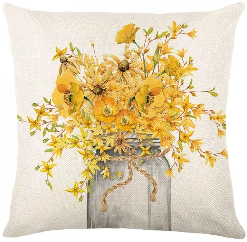 Lniana poszewka na poduszkę BLOSSURA 45x45 cm, kremowa