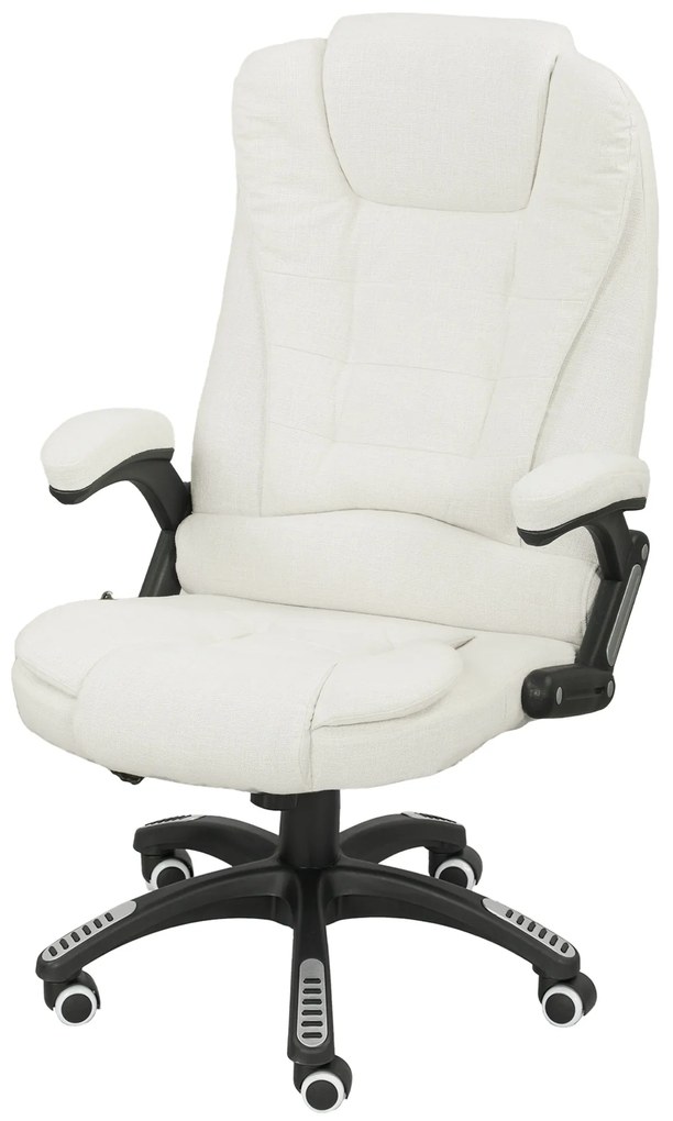 Vinsetto Ergonomiczny Fotel Biurkowy z Funkcją Masażu, 68 x 72 x 110–120 cm, Kremowy
