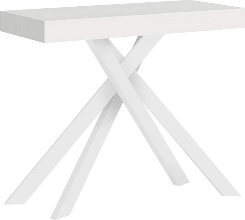 Konsola rozkładana 90x40/300 cm Krack frassino biała białe nogi