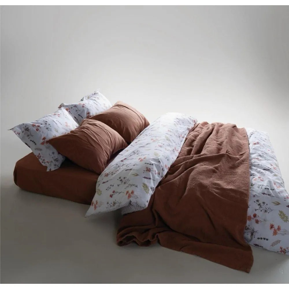 Biała pościel dwuosobowa z bawełny renforcé 240x220 cm Floral Dance Autumn – Mila Home Luxury