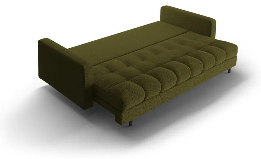 Zielona rozkładana sofa ze schowkiem z materiału bouclé 222 cm Bali – Cosmopolitan Design