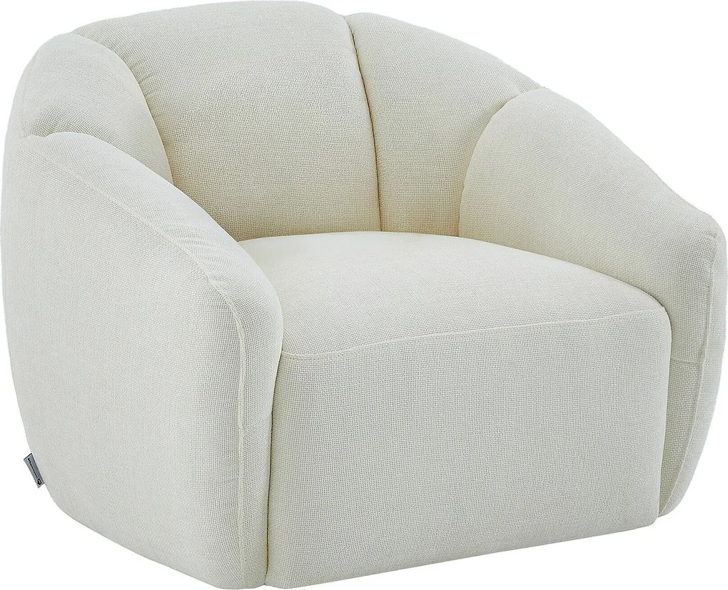 Obrotowy fotel z tkaniny teksturowanej w kolorze kości słoniowej NAFEKI