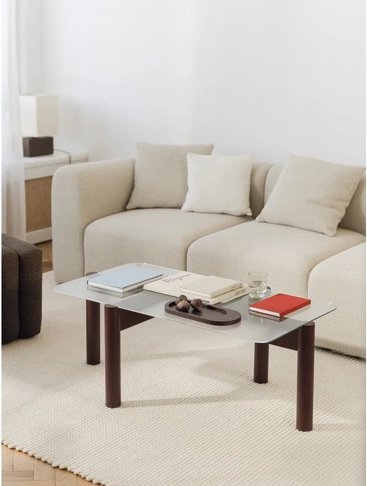 Bordowy stolik ze szklanym blatem 55x105 cm Kob – noo.ma