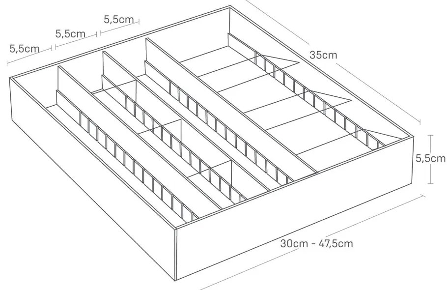 Biały plastikowy wkład do szuflady na sztućce 47,5 x 35 cm − YAMAZAKI