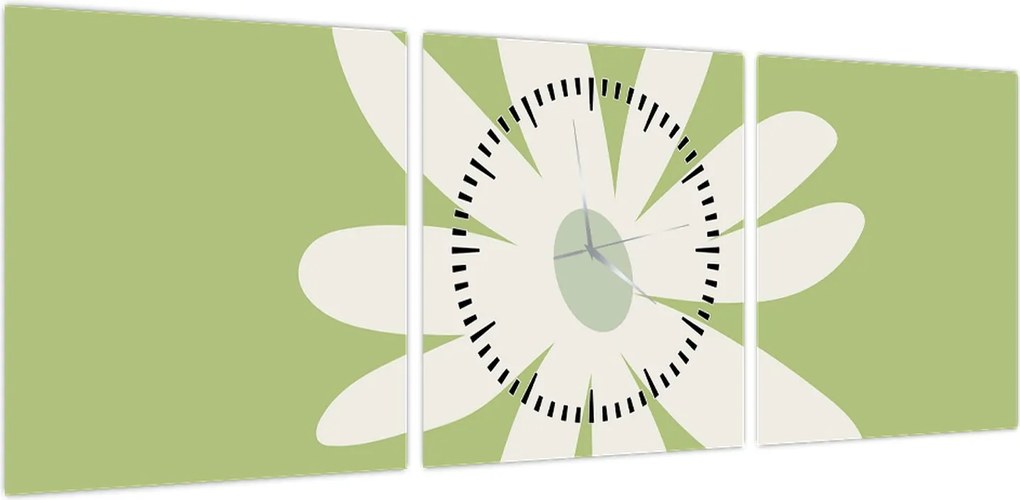 Obraz - Hipisi, zielone kwiaty N⁰2 (z zegarem) (90x30 cm)