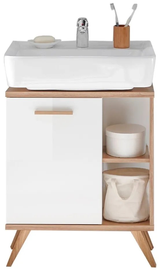 Biała szafka pod umywalkę bez baterii 61x65 cm Set 923 – Pelipal