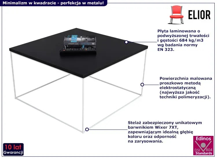 Minimalistyczny stolik kawowy z czarnym blatem Amurol 5X