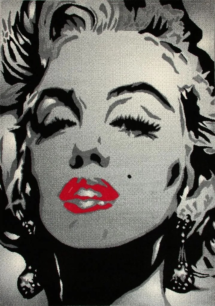 Dywan Koloreo Tattoo Marilyn szary 133x190 Prostokąt
