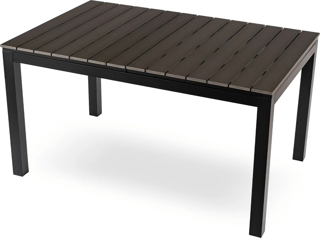Rozkładany stół ogrodowy, kompozytowy Castello 140-180 cm, blat ciemnoszary dąb, podstawa czarna