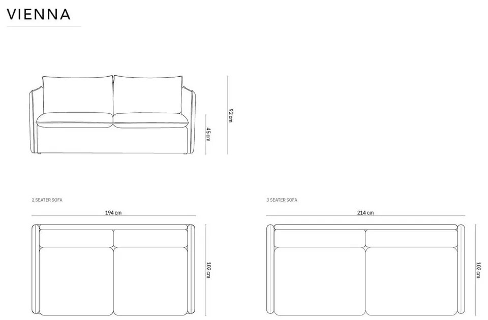 Kremowa aksamitna rozkładana sofa 194 cm Vienna – Cosmopolitan Design