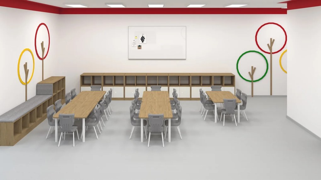 Stół do przedszkola Smart prostokątny 120x70 cm, rozmiar 0-3, blat dębowy / nogi białe