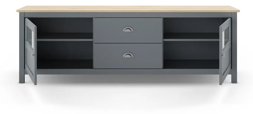 Szarozielona szafka pod TV z litego drewna sosnowego 180x59x40 cm Misti – Marckeric