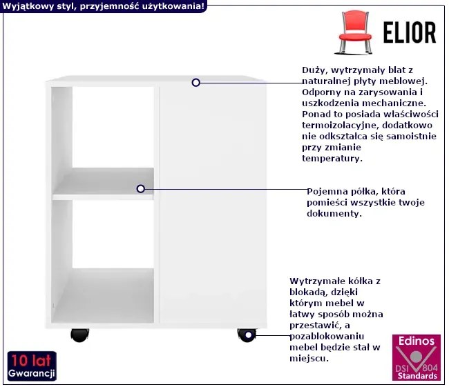 Biały kontenerek do biurka D7-F35