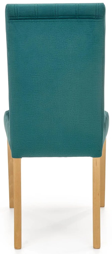 Drewniane krzesło tapicerowane DIEGO 3 dąb miodowy velvet pikowany Pasy MONOLITH 37 ciemny zielony