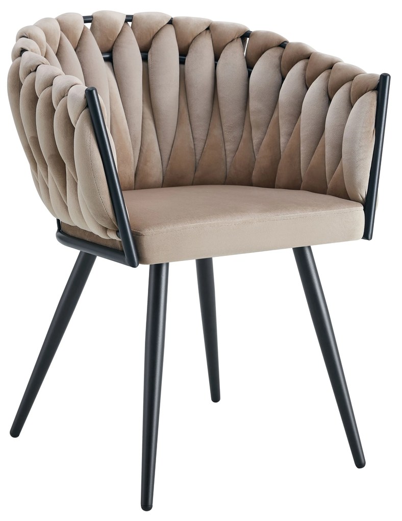 Krzesło ROSA plecione tkanina Welur noga metalowa